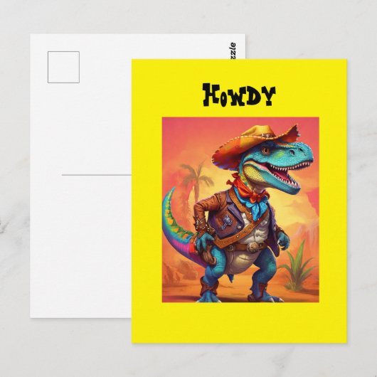 Dino Cowboy Postkarte (Vorne/Hinten)