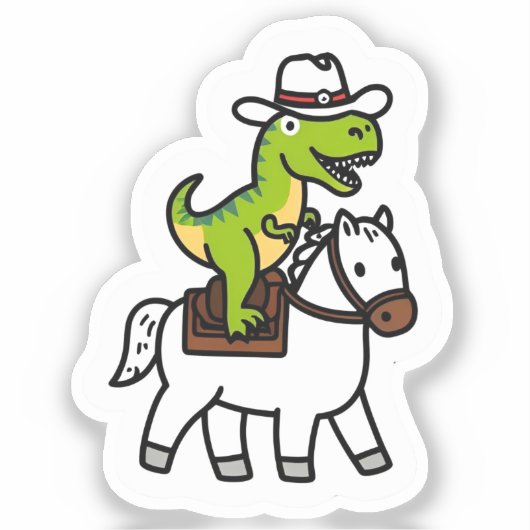 Dino Cowboy Rodeo Sticker (Vorderseite)