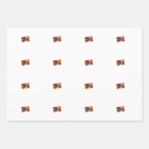 Dino Cowboy Wrapping Paper Flat Sheet Set 3 Geschenkpapier Set
