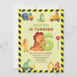 Dino Crew 6. Geburtstag Bau Dinosaurier Einladung