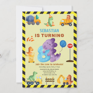 Dino Crew 8. Geburtstag Bau Dinosaurier Einladung