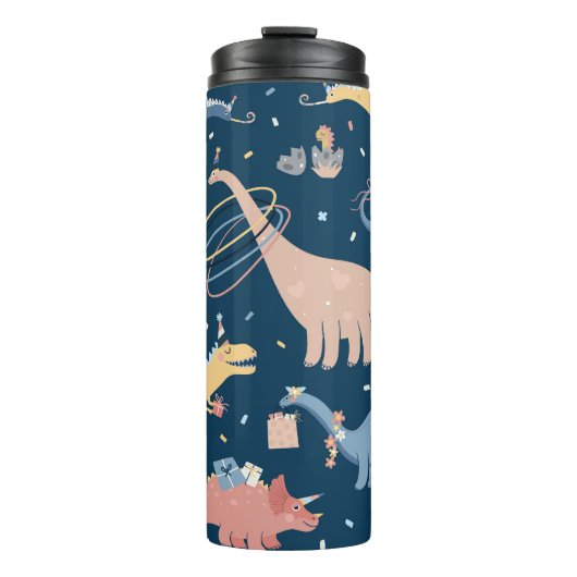Dino Delight: Geburtstagsparty Spaß Thermosbecher (Vorderseite)