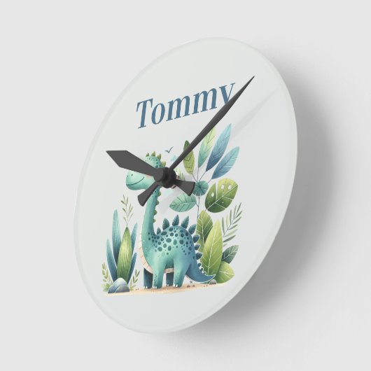 Dino Delight Runde Wanduhr (Winkel)