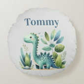 Dino Delight Rundes Kissen (Vorderseite)
