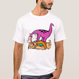 Dino, der FredFlintstone leckt T-Shirt
