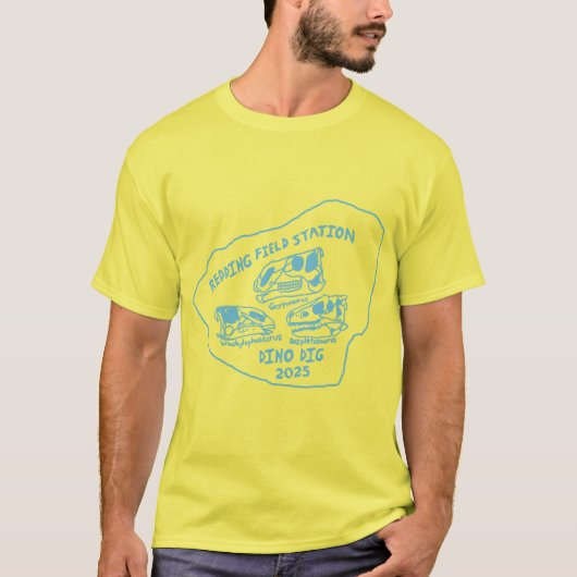 Dino Dig 2025 Teal Print T-Shirt (Vorderseite)