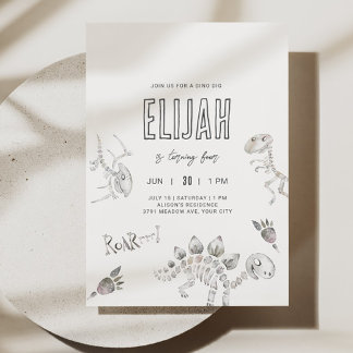 Dino Dig Birthday Einladung