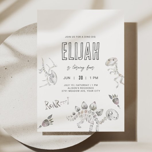Dino Dig Birthday Einladung