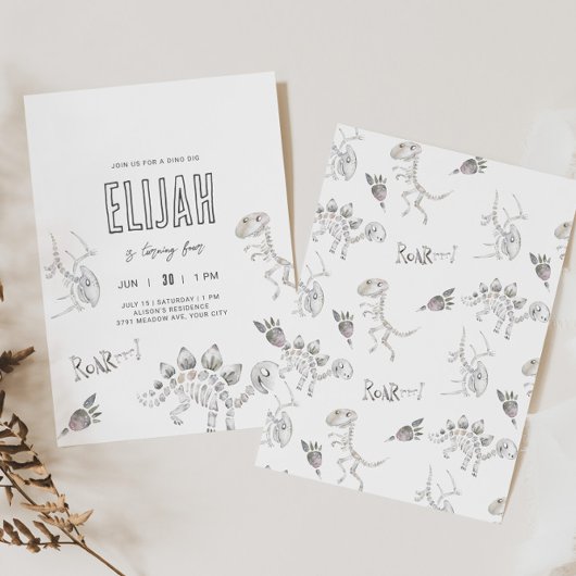 Dino Dig Birthday Einladung