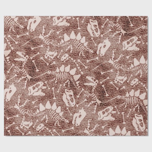 Dino Dig braun Geschenkpapier (Flach)