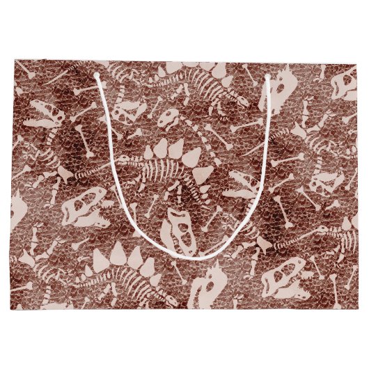 Dino Dig braun Große Geschenktüte (Rückseite)