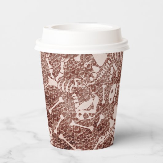 Dino Dig braun Pappbecher (Rückseite)