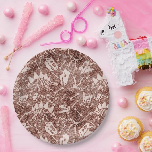 Dino Dig braun   Pappteller (Party)