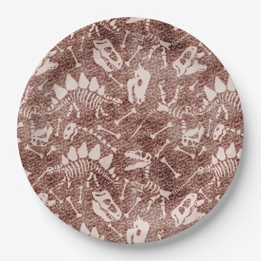 Dino Dig braun   Pappteller (Vorderseite)