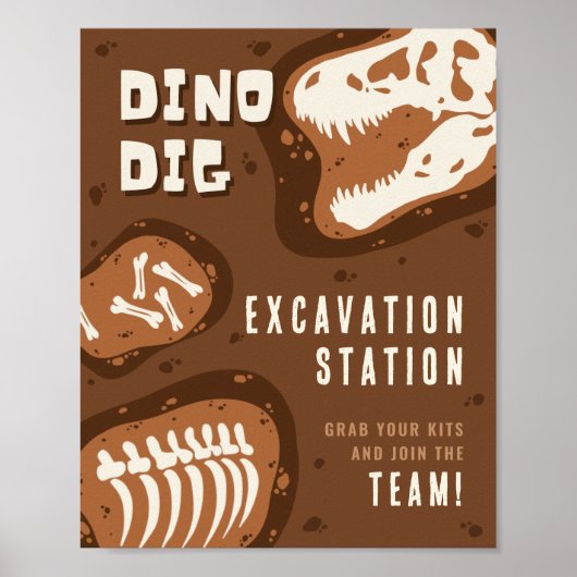 Dino Dig Dinosaur Grabstation Party Poster (Vorne)
