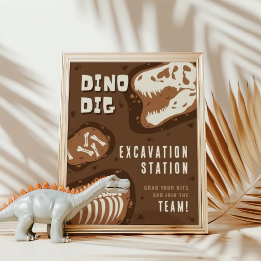 Dino Dig Dinosaur Grabstation Party Poster