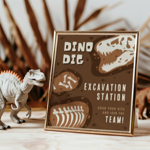 Dino Dig Dinosaur Grabstation Party Poster