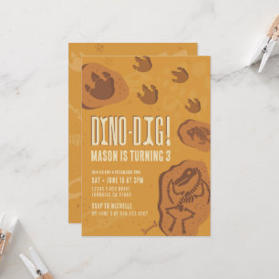 Dino-Dig ・ Dinosaurier Dig Geburtstagsparty Einlad Einladung