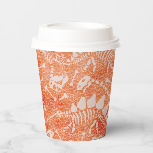 Dino Dig orange Paper Cups Pappbecher (Vorderseite)