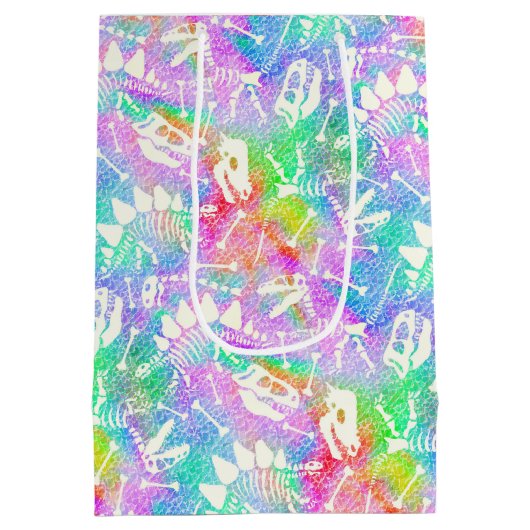 Dino Dig Regenbogen Mittlere Geschenktüte (Rückseite)