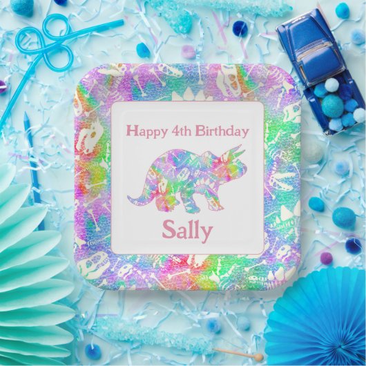 Dino Dig Regenbogen Pappteller (Party)