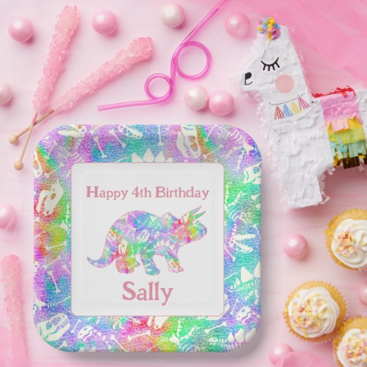 Dino Dig Regenbogen Pappteller (Party)