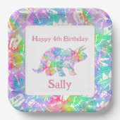 Dino Dig Regenbogen Pappteller (Vorderseite)