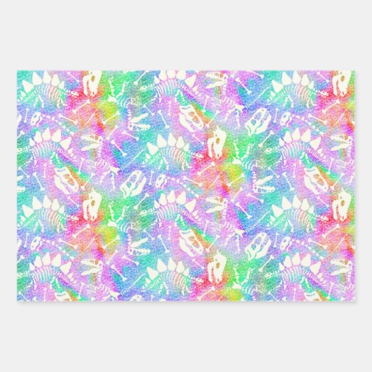 Dino Dig Regenbogenwrapping Paper Sheets Geschenkpapier Set (Vorderseite 2)