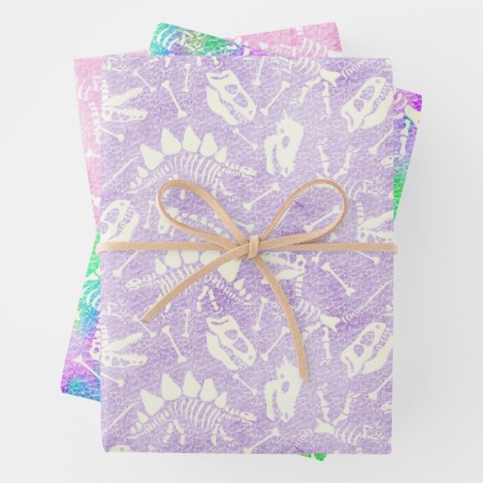 Dino Dig Regenbogenwrapping Paper Sheets Geschenkpapier Set (Beispiel)