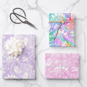 Dino Dig Regenbogenwrapping Paper Sheets Geschenkpapier Set