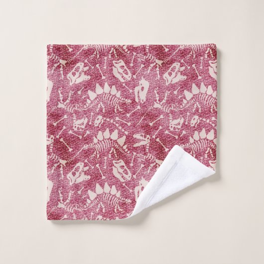 Dino Dig rosa Badetuch Set (Waschlappen)