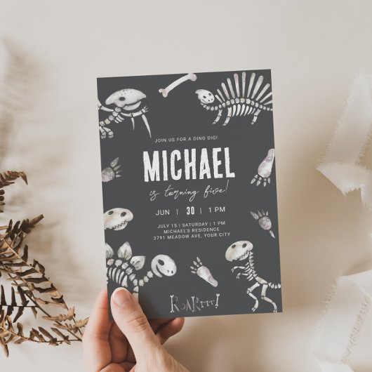 Dino Dig Thema Geburtstag Einladung