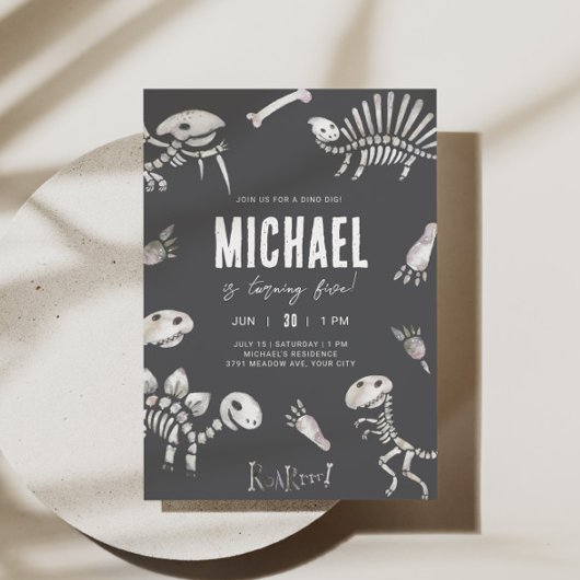Dino Dig Thema Geburtstag Einladung