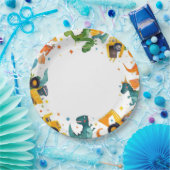 Dino Digger Construction Birthday Party Pappteller (Party)