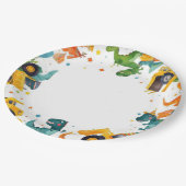 Dino Digger Construction Birthday Party Pappteller (Schrägansicht)