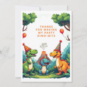 Dino Dinosaur Geburtstagsfeier Flach Danke Karte