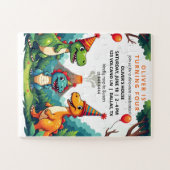 Dino Dinosaur Geburtstagsparty Einladung Puzzle (Horizontal)