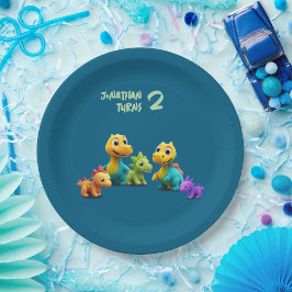 Dino dinosaur kid birthday party baby Paper Napkin Pappteller