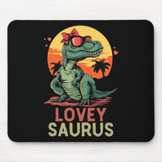 Dino Dinosaur Lovey-saurus T-rex Funny Trex Mousepad (Vorne)