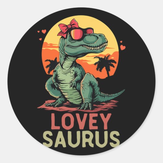 Dino Dinosaur Lovey-saurus T-rex Funny Trex Runder Aufkleber (Vorderseite)