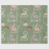 Dino-Dinosaurier in skandinavischem Stil Packpapie Geschenkpapier (Flach)