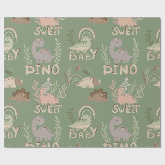 Dino-Dinosaurier in skandinavischem Stil Packpapie Geschenkpapier (Flach)