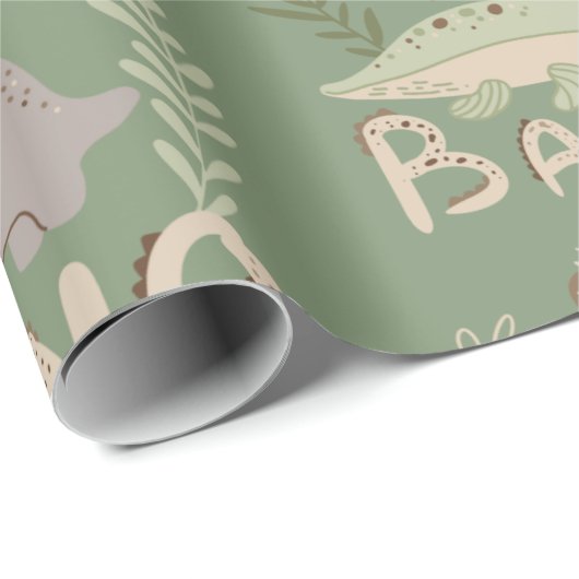 Dino-Dinosaurier in skandinavischem Stil Packpapie Geschenkpapier (Rolleneckpunkt)