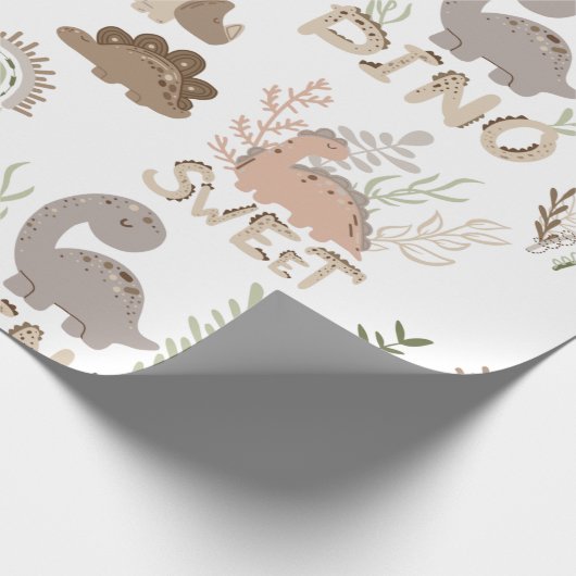 Dino-Dinosaurier in skandinavischem Stil Packpapie Geschenkpapier (Ecke)