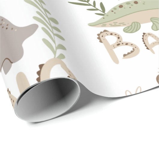 Dino-Dinosaurier in skandinavischem Stil Packpapie Geschenkpapier (Rolleneckpunkt)