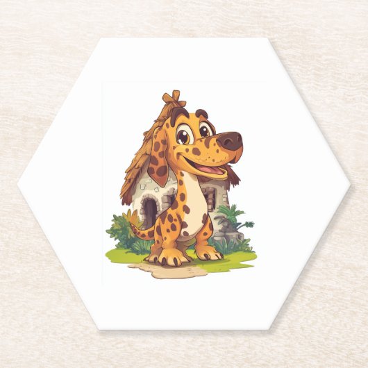 Dino Dog � prähistorisches Funny Pup Untersetzer (Vorderseite)