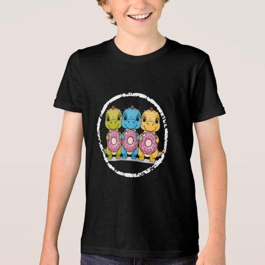 Dino Donut Trio - Niedlicher Dinosaurier T - Shirt (Vorderseite)