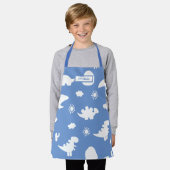 Dino Doodle Silhouetten Kinder Dinosaurier Blaue S Schürze (Getragen)