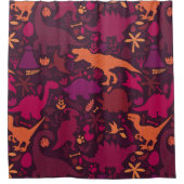 Dino Doodle Silhouetten Kinder Dinosaurier Duschvorhang (Vorderseite)