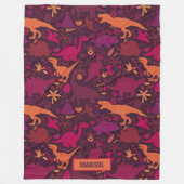 Dino Doodle Silhouetten Kinder Dinosaurier Fleecedecke (Vorderseite)